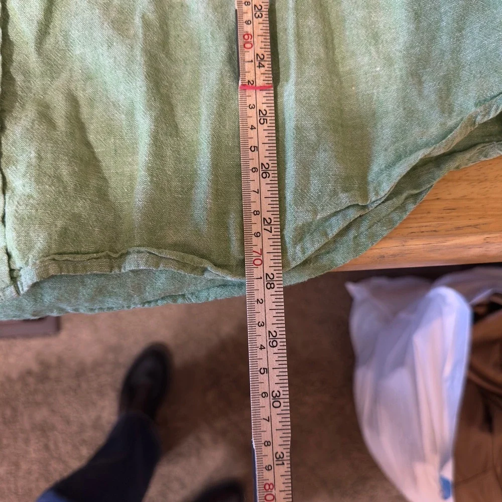Banana Republic Button Up Shirt Linen Blend Long Sleeve‎ Resort Casual Green XL